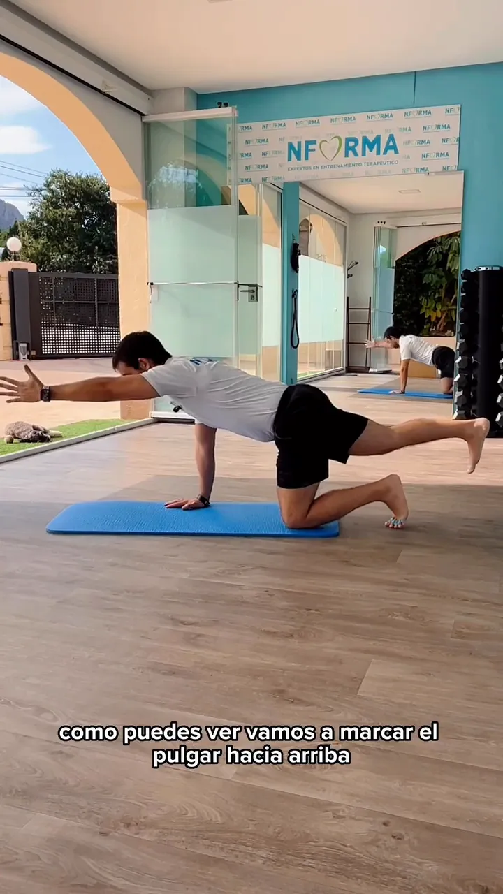 Movimiento del brazo y la pierna en el ejercicio del perro cazador